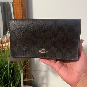 Coach Signature Brown and Black Clutch